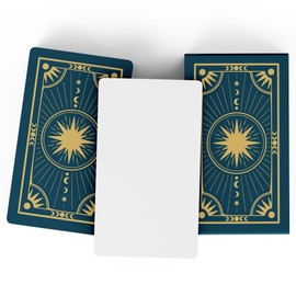 Metaphoracle Create Your Own Oracle Cards - DIY Blank Tarot Cards - Deck of 80 Blank Oracle Cards with Celestial Gold Foil Design - Standard Tarot Card Size 4.75 inches x 2.75 inches (Green)