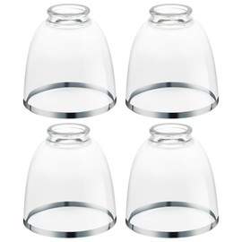 Eidonta 4 Pack Clear Glass Shade Replacements, Bell Shaped Glass Shade Covers with Silver Ring, 4.92"High, 4.72"Diameter, 1.65 "Fitter, High Transmittance Globe Lampshade