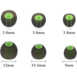 ALXCD Ear Tips Compatible with JBL Tune 125TWS Bluetooth Headphones, 6 Pairs S M L Sizes Replacement Silicone Earbud Tips, Compatible with JBL Tune 125TWS，Black/Green