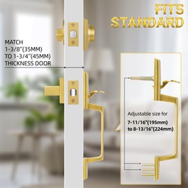 Azdele Gold Front Door Handle with Deadbolt and Lever Set, Modern Front Door Lock Set, Black Door Handle with Single Cylinder Deadbolt for Exterior Door, Reversible for Right&Left Handed