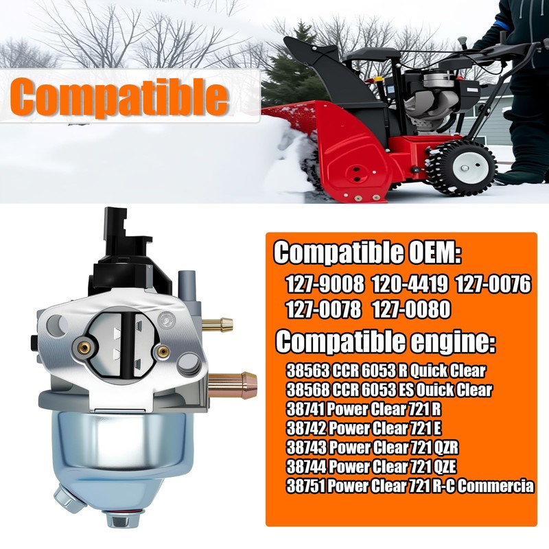 38744 Carburetor Compatible with Toro Power Clear 621 721 Snowblower