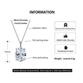 Bellitia Jewelry White Gold Plated 925 Sterling Silver Oval Cut Gemstone Pendant Necklace for Women, Cubic Zirconia Birthstone Solitaire Anniversary Promise Necklace Set