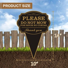 Double Sided Yard Sign, Do Not Mow / POR FAVOR NO CORTAR Sign for Lawn, 10"x14" Bilingual English and Spanish Yard Sign with Stake, Rust-Free Metal, Weatherproof UV Printed for Outdoor Use (DO NOT MOW-1PACK)