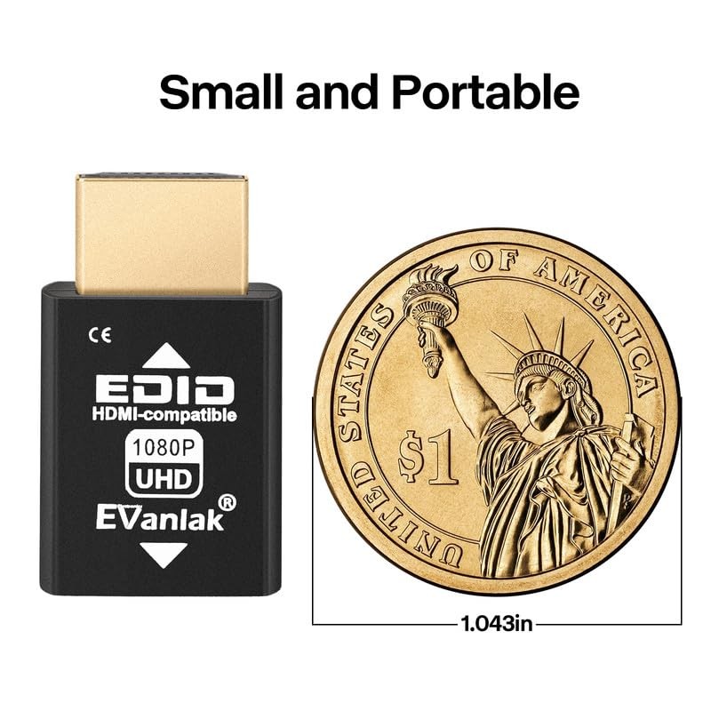 EVanlak Mini HDMI EDID Emulator Passthrough - 1080p to 4K@60Hz