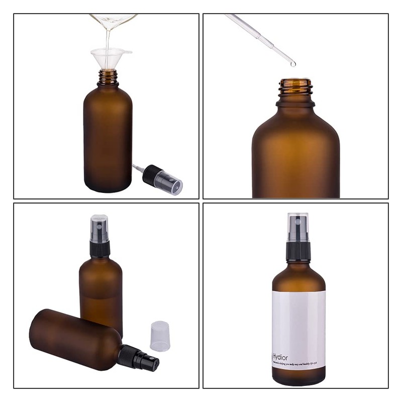 Botella de cristal ámbar esmerilado para aceites esenciales, paquete de