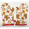 Gingerbread Oven Gloves, Mitts Pair, White with Red Trim