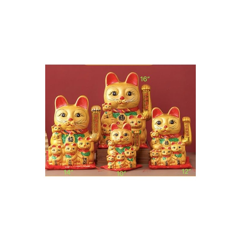 FANCYPUMPKIN 10" Lucky Cat Waving Arm Cat Asian Waving Lucky