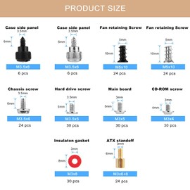 228 Pcs Computer Screws, M3,M5 Screws,Thumbscrews,Standoffs Screws Set Assortment Kit for Hard Drive Pc Case Motherboard Fan Power Graphics