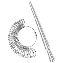 2pcs Ring Size Measuring Tool Set Metal Ring Gauges for Ring Measuring, Integrated Tapered Solid Ring Mandrel Measuring Tool for Ring Repair and Sizing, Jewelry Size Measurement