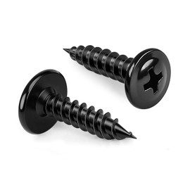 MewuDecor #8 x 3/4" Wood Screws Truss Head Fast Self Tapping Screws, Black Finish, Alloy Steel, 100 PCS