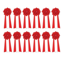Insignia Ribbon, Rose, Ceremony, Breast, Party, Event, School, Conference, Emblems, Awards (Red) (Medium Size, Set of 12)