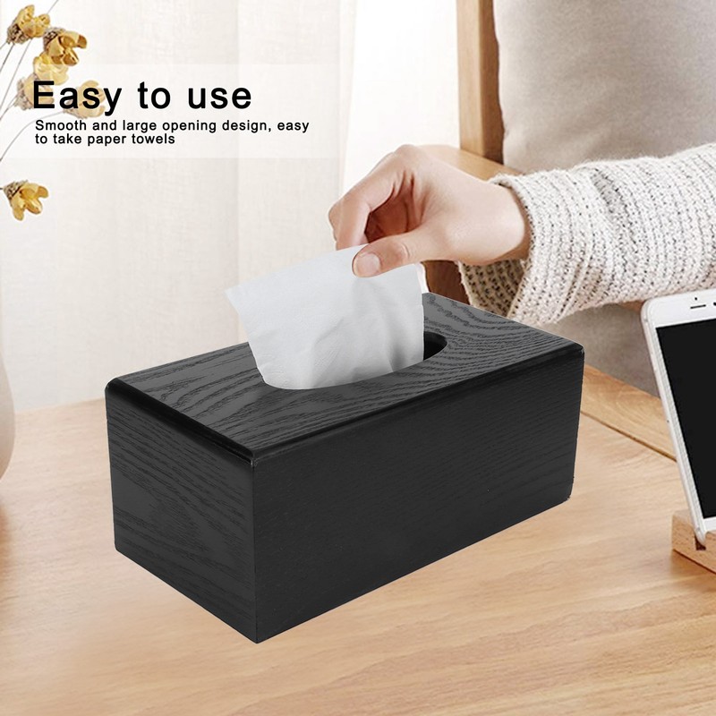 Black Wooden Tissue Box Napkin Case Elegant Style Tissue Holder