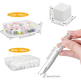 200Pcs Eco Nail Sponge Kit - 100 White & 100 Colour Sponges + 2 Claw Pens | Reef-Safe Ombre/Blooming Tools for Home & Salon