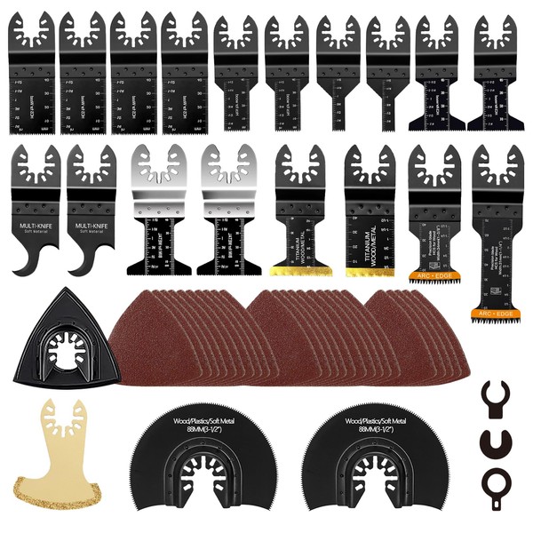 50Pack Oscillating Tool Blade, Universal Titanium Multitool Blades, Oscillating Saw