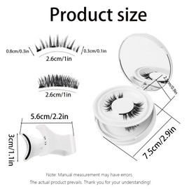SSKHE Natural Magnetic-Eyelashes Kit with Applicator,2 Pairs Reusable Lashes Kit with Applicator,Easy to Wear and Remove,No Glue Needed