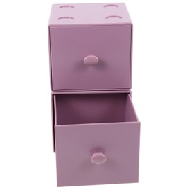 Ciieeo 2pcs Stackable Desktop Organizer Plastic Stackable Drawer Bins Small Desk Organizer Boxes Plastic Chest of Drawer for Home and Office (Purple)