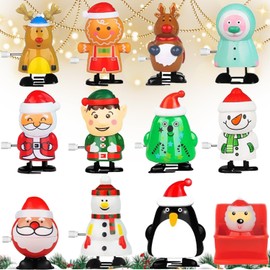 HBSFBH Pack of 12 Christmas Wind Up Toys, Christmas Clockwork Toy, Wind-Up Figure Christmas, Santa Claus Figure Clockwork Toy, Children's Wind-Up Toy for Party Bags Christmas