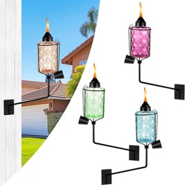 Glass Garden Torches for Outside,Outdoor Citronella Torch with Wall Mounted