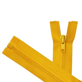 ANPURZII 2 cremalleras separadoras #5 de 100 pulgadas amarillas de loquat para coser abrigos, cremalleras de plástico moldeado a granel (LoquatAmarillo 100" 2 unidades)