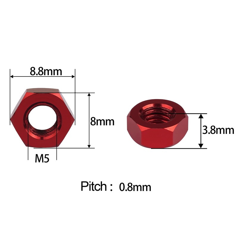 Yaruijia Hex Nut M2 M3 M4 M5 M6 Aluminum Alloy