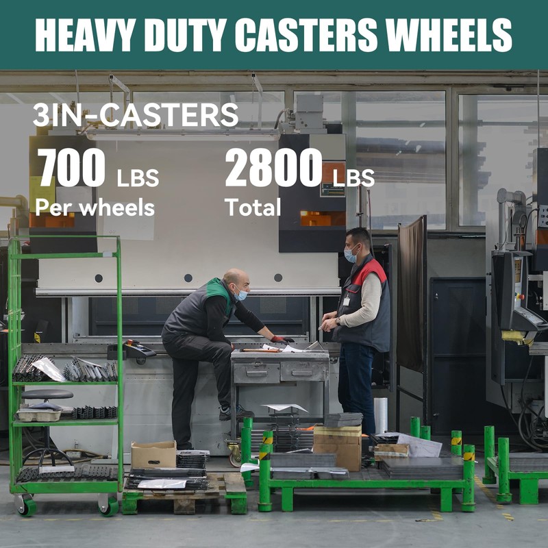 LONGRUNFORU 3" X 2" Industrial Casters- 700 lbs Capacity/Caster, Polyurethane