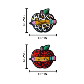 Lashicorn Leopard Apple Teacher Silicone Focal Bead 12pk Mixed 2 Designs for Beadable Pens Gift Country Classroom Cute Keychain Makeup Brush