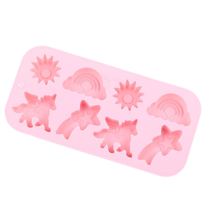 EPYHREHM 8 Cavity Winged Unicorn Themed Silicone Molds Rainbow Sun