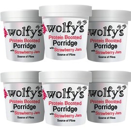 Wolfys Protein Boosted Porridge with Strawberry Jam 91g (Packof 6)