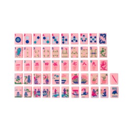 Professional Large Print 168 Tiles With Arabic Numerals Easy American Mahjong Set to Read Western Mahjong Tiles GiftSize: 1.26*0.95*0.63 Inch, Color: Pink