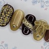 Gold Tweed Handmade Nail Tips - Oval L / 골드