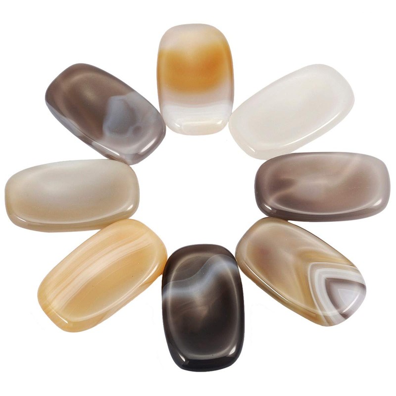 mookaitedecor Agate Thumb Stone Crystal Gemstone Massage Stone with Hollow