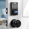 KNOBWELL Fingerprint Door Lock, Passage Door Knob, Black Keyless Entry