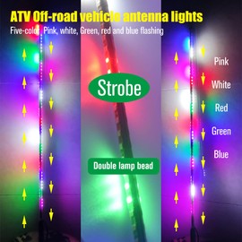 2pcs 3.2FT LED Whip Lights 270° Auto Strobe LED Light for ATV UTV,with Spring Base Waterproof Antenna Whips Lights for Can-Am ATV UTV RZR Polaris Dune Buggy Offroad Truck (3.2 FT)