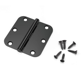 KNOBWELL 6 Pack Black Door Hinges, 3.5" X 3.5" Square w 5/8" Radius Corner Interior Door Hinges with Black Finish