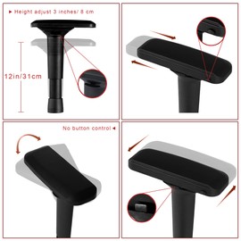Skuehod Height Adjustable Chair Arms Armrest Pair Replacement Parts Fits Most Office Gaming Boss Chairs,4D Black