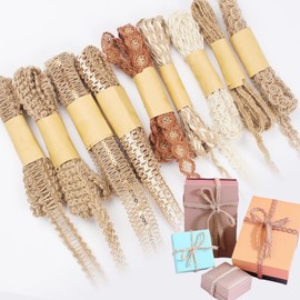 9 Rollen Juteband Natur,Vintage Juteband, Natur Stoffband,Geschenkband, Sackleinen Band Burlap Für Diy Geschenke Verpackung Weihnachten Hochzeit Party Basteln
