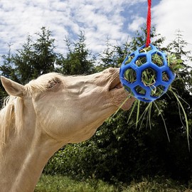 QSLKI 3PCS Jolly Hay Ball Stall Toy for Horses, Horse Treat Ball Hay Feeder Holder Hanging Slow Feeding Toy with Rope, Hay Ball for Horses, Goats, Sheep, Stress Relief, Horse Treat Ball Hay Feeder Toy