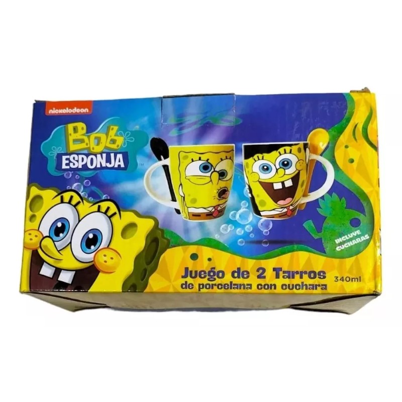Fun Kids Duo Tazas Bob Esponja Con Cuchara