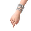Flongo Women's Silver Bracelet Elastic: Women Large Bangle Stainless Steel