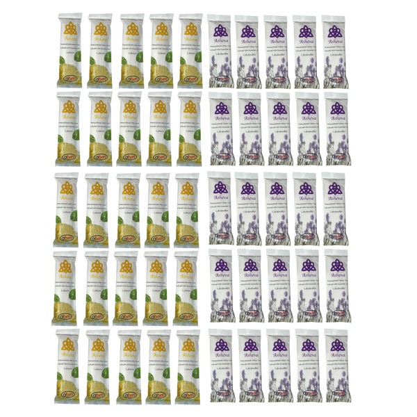 Asheva - 8" x 9" Individually Wrapped Moist Cotton Hot/Cold Refreshment Towel (Variety (Lemon/Lavender), 50 Pack)