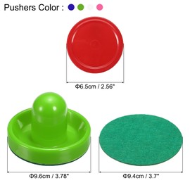 PATIKIL 96mm Air Hockey Pushers and Air Hockey Pucks, Handles Paddles Replacement Accessories for Table Game(4 Pushers with Pads, 8 Pucks)