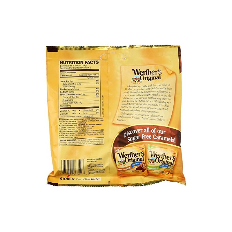 Storck USA Werthers Sugar Free Caramel Coffee Hard Candies, 2.75