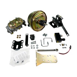 iiLentes 8" Universal Dual Power Brake Booster Conversion Kit with 1" Prop Chrome Brake Booster Master Cylinder Compatible with Ford Truck 1957-1972 disc/drum brakes