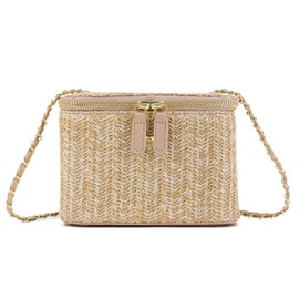 LUI SUI Straw Crossbody Bag Women Summer Woven Shoulder Bag for Travel Holiday, khaki