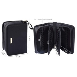 ROWNYEON Lipstick Organizer Case Lipstick Holder 67 Slots Portable Lipstick Bag Travel Makeup Bag Cosmetic Case Large Capacity Lipstick Carrying Case Makeup Artist Lip Gloss Storage Bag -Black