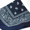 NAVY BLUE cotton bandana scarf SQUARE WHITE PAISLEY