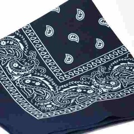 NAVY BLUE cotton bandana scarf SQUARE WHITE PAISLEY