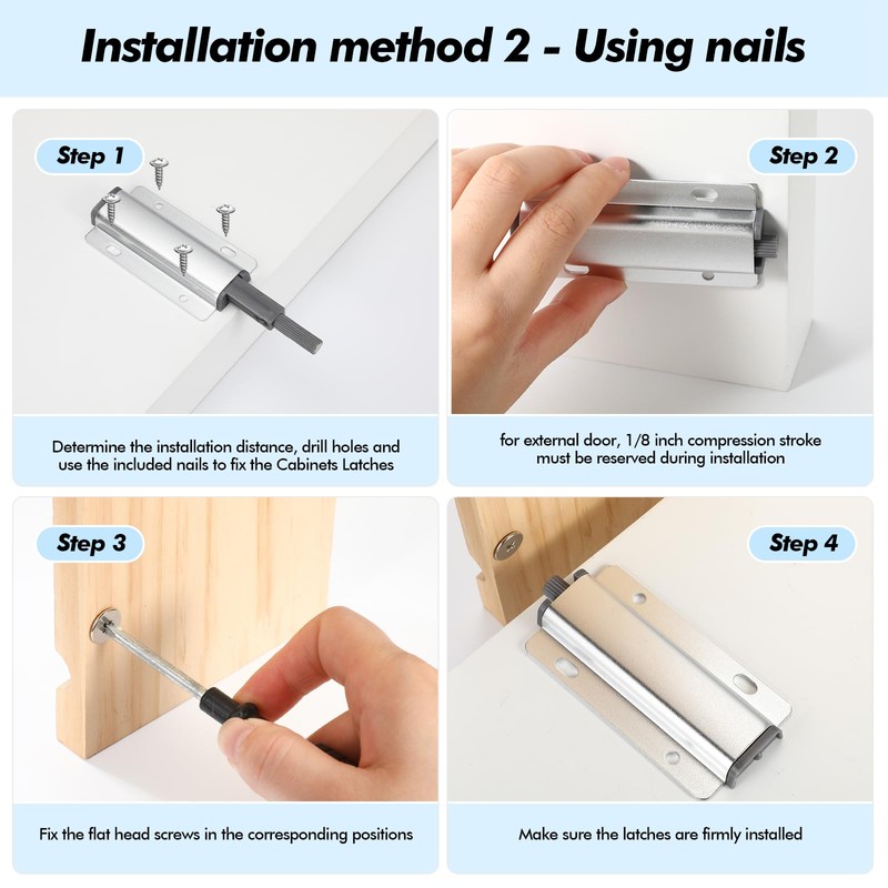 Mudder 10 Pcs Cabinets Latches Magnetic Push Catch to Open