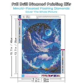 KINPLUB 5D Diamond Painting Kits for Adults, Blue Moon Landscape Diamond Art Kits for Beginners, DIY Full Round Drill Dream Night Paint with Diamond Pictures Gem Art, Home Wall Decor 12 x 16 Inch