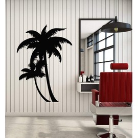 Vinyl Wall Decal Tropical Palm Tree Beach Style Vacation Stickers Mural Large Decor (g4558) Black